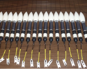 An array of Satellite pop-up tags ready for shark tagging
